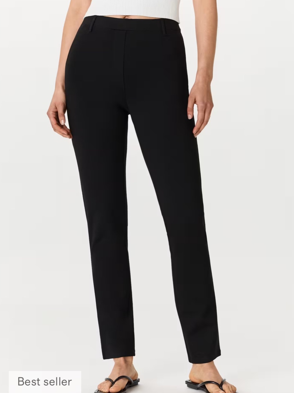 Quince Black Straight-Leg Ponte Pants